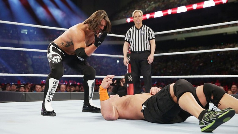 AJ Styles wrestles John Cena
