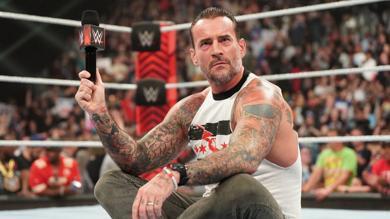 CM Punk drops a Pipe Bomb at T-Mobile Center on April 29, 2024 in Kansas City, Missouri.