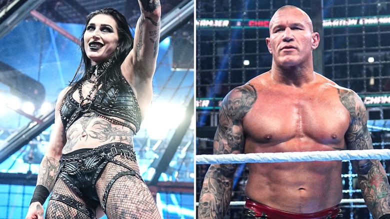 Rhea Ripley and Randy Orton at WWE Elimination Chamber