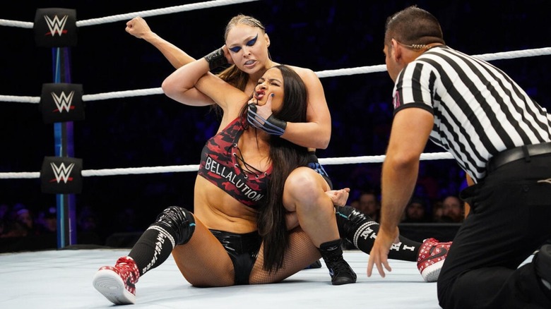 Ronda Rousey and Nikki Bella at WWE Evolution 2018