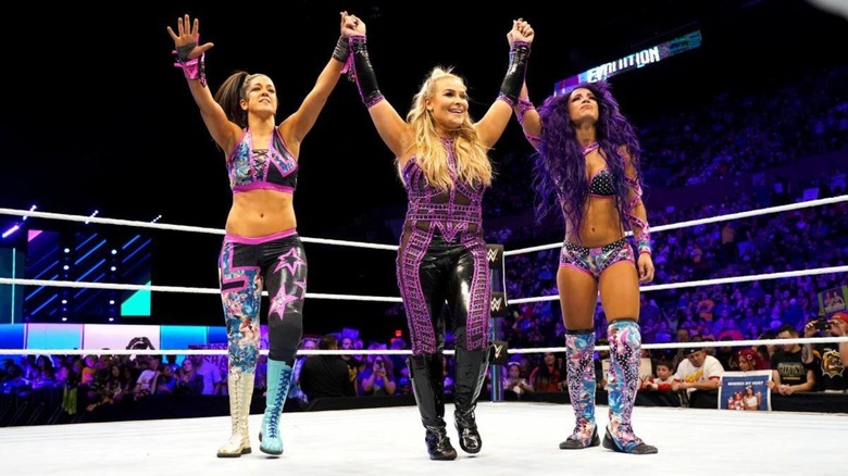 Bayley, Natalya, and Sasha Banks at WWE Evolution 2018