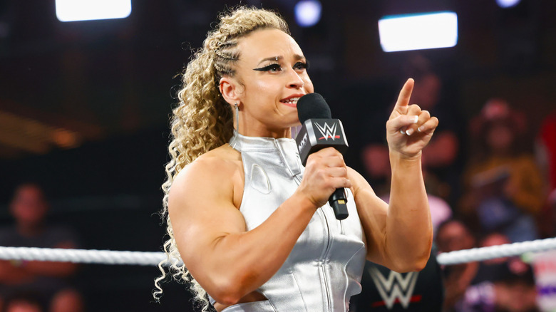 Jordynne Grace enters the ring during NXT at the WWE Performance Center on July 8, 2025 in Orlando, Florida.