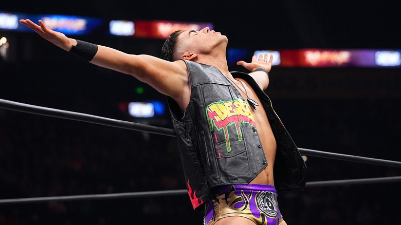 Sammy Guevara posing on the ring apron