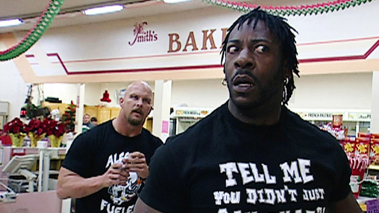 Steve Austin and Booker T in the grocery store