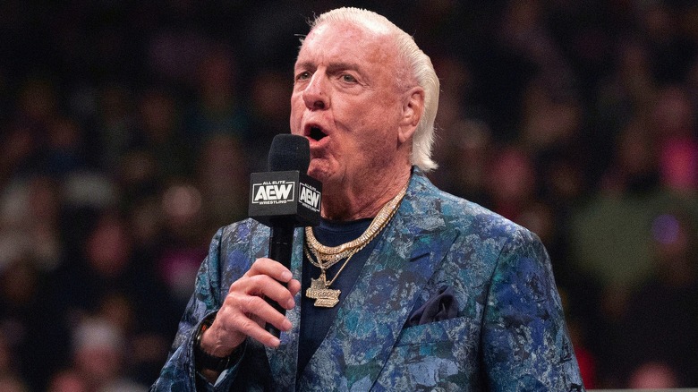 Ric Flair speaks in AEW