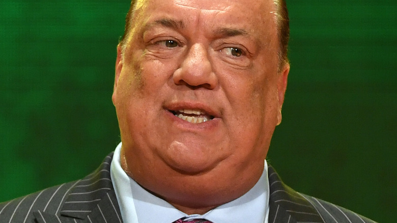 Paul Heyman talking at a press conference