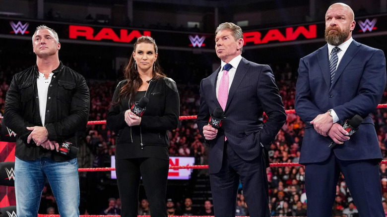 Shane McMahon, Stephanie McMahon, Vince McMahon, and Paul "Triple H" Levesque