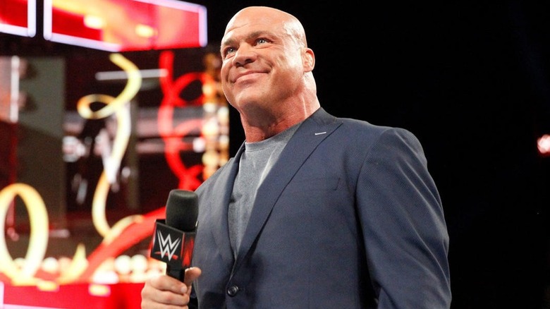 Kurt Angle cutting a promo in the ring 