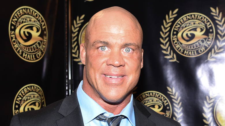 Kurt Angle doing his best Ricochet impression