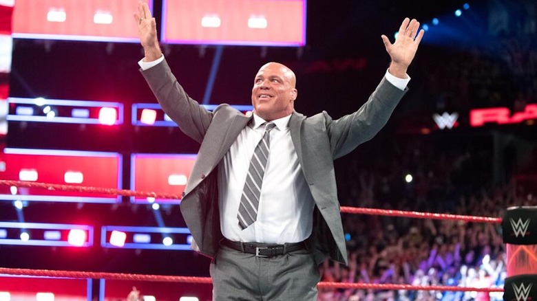 Kurt Angle acknowledges the crowd