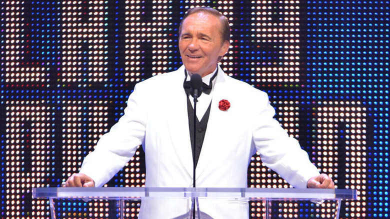 Larry Zbyszko during his WWE Hall of Fame induction in 2015