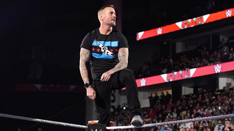 CM Punk stands on the ropes
