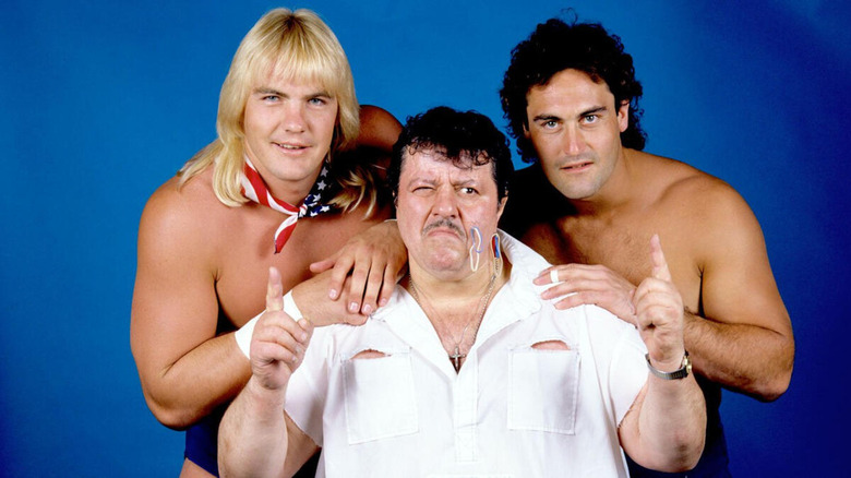 Barry Windham and Mike Rotunda with Captain Lou Albano
