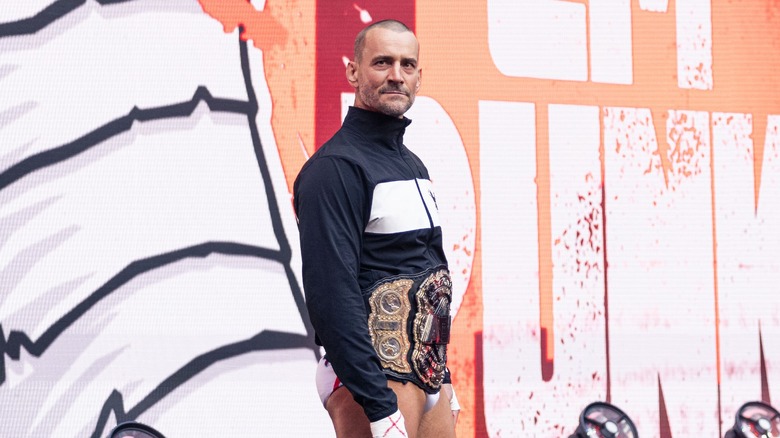 CM Punk Looks On During His AEW Entrance
