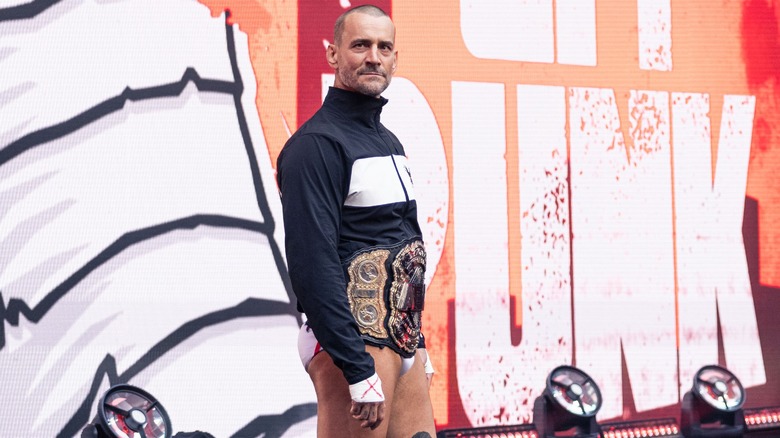 CM Punk Looks On During His AEW Entrance
