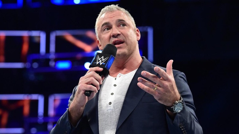 Shane McMahon addresses a WWE SmackDown audience.
