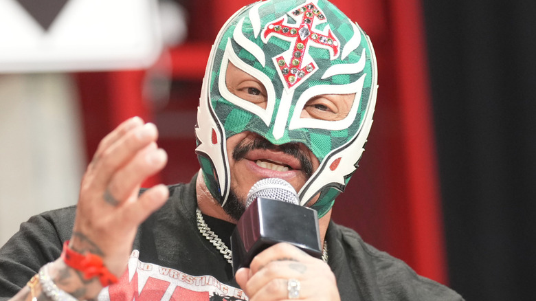 Rey Mysterio doing an interview