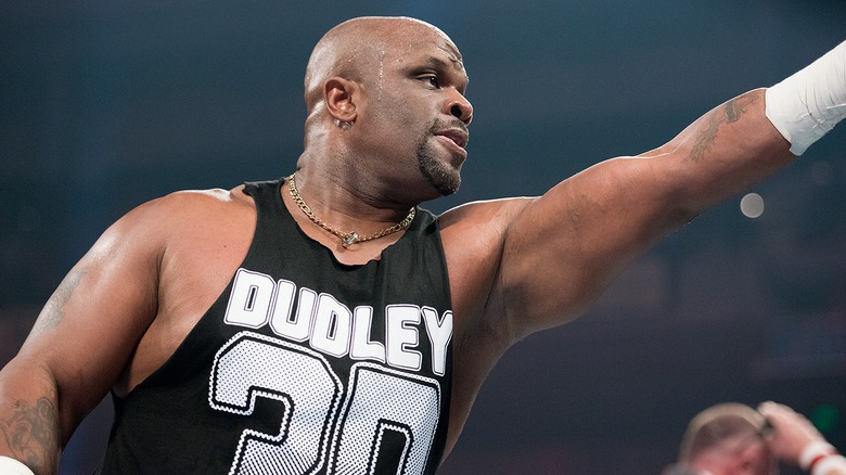 D-Von Dudley pointing during an in-ring segment on WWE television.