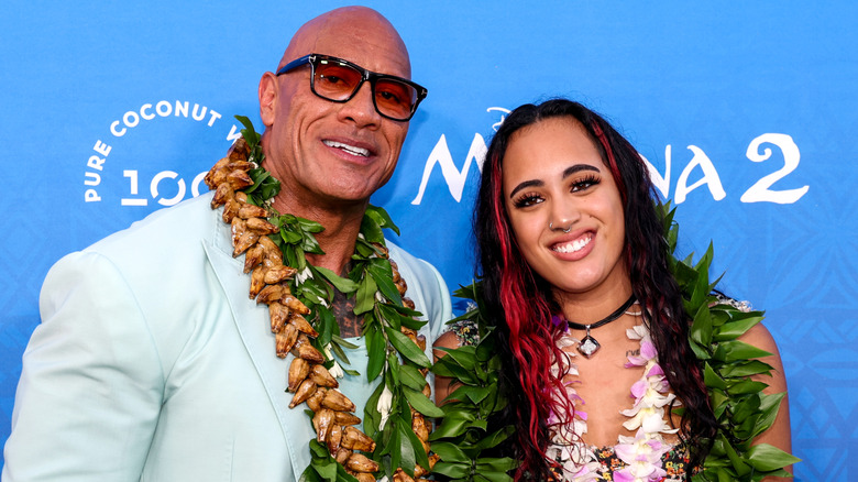 Dwayne Johnson and Simone Garcia Johnson attend the world premiere of 'Moana 2' at Lanikuhonua Cultural Institute on November 21, 2024 in Kapolei, Hawaii.