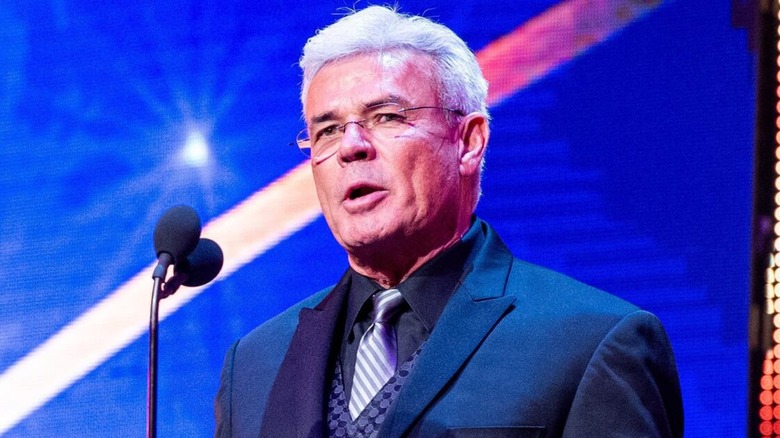 Eric Bischoff during his WWE Hall of Fame acceptance speech.