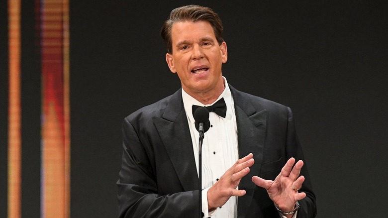 JBL talking during his WWE Hall of Fame acceptance speech.