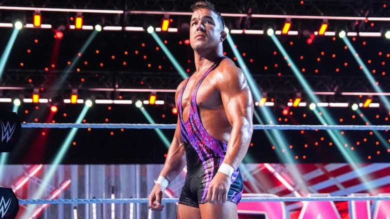 Chad Gable stands in the ring before a match on an episode of 