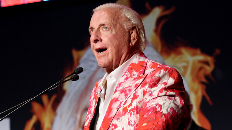 Ric Flair speaks onstage at The Roast of Ric Flair at Nashville Fairgrounds on July 29, 2022 in Nashville, Tennessee.