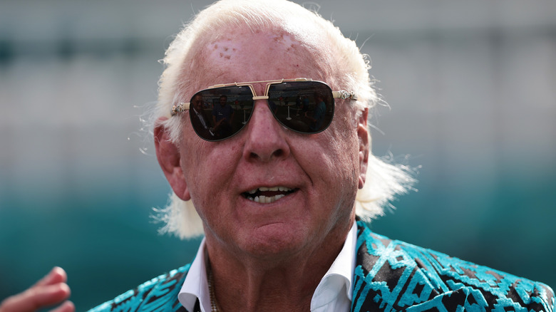 Ric Flair on the field before the game betwen the Jacksonville Jaguars and Houston Texas, December 2021.