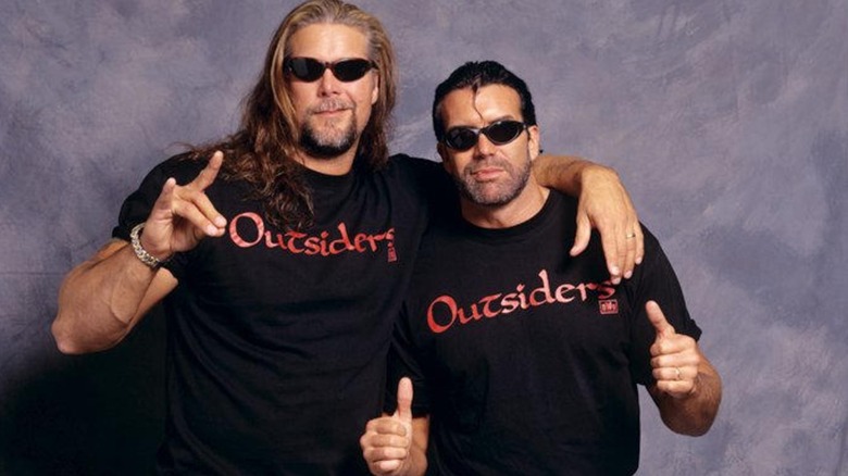 Kevin Nash And Scott Hall Pose For A WCW Photoshoot