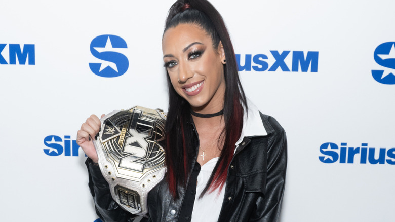 Jacy Jayne holding the NXT Women's Championship
