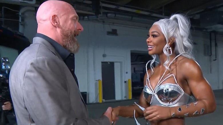 Triple H and Jade Cargill backstage in WWE