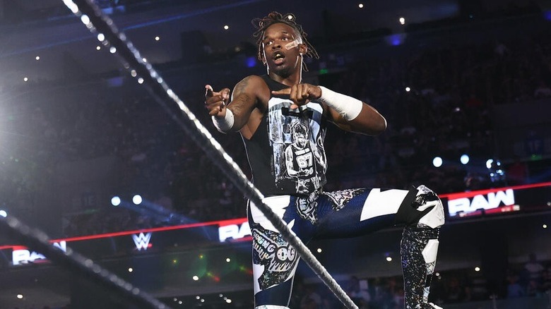 Je'Von Evans on the ropes on WWE Raw