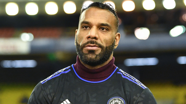 Jinder Mahal wearing a turtleneck