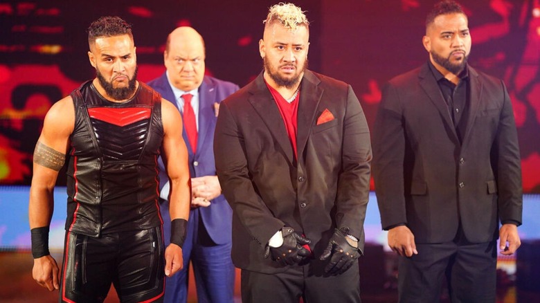 Tama Tonga, Paul Heyman, Solo Sikoa, and Tanga Loa head down to the ring ahead of Tonga's King of the Ring quarterfinals match on "WWE SmackDown."