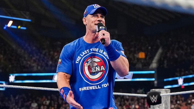 John Cena cuts a promo in the middle of the ring during an episode of "WWE SmackDown."