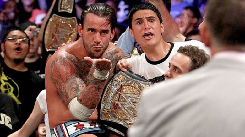 CM Punk blows Vince McMahon a goodbye kiss at WWE Money in the Bank 2011