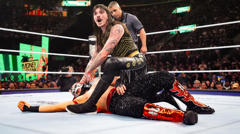 Dominik Mysterio wrestling Octagon Jr. at WWE Money in the Bank