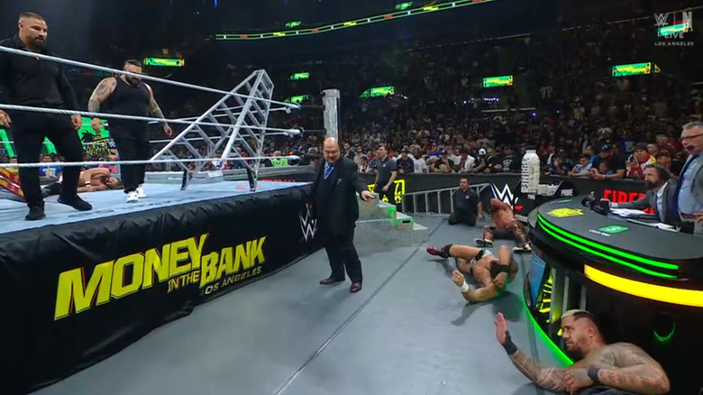 Several competitors inside the ring