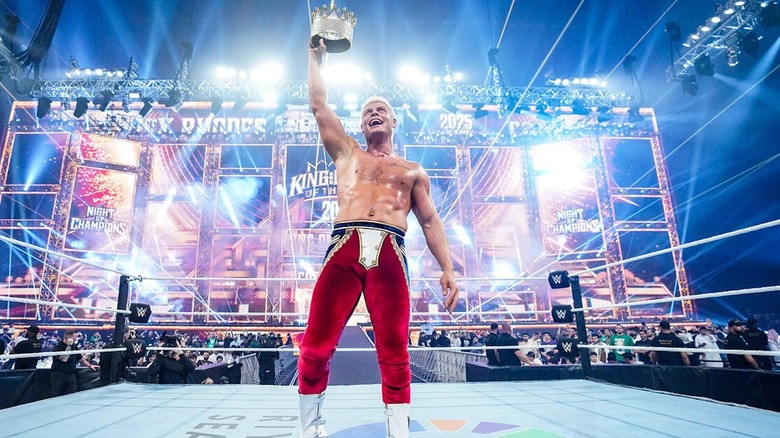 Cody Rhodes holds up King of the Ring crown at WWE Night of Champions