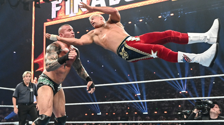 Cody Rhodes in action against Randy Orton during Night Of Champions at Kingdom Arena on June 28, 2025 in Riyadh, Saudi Arabia.