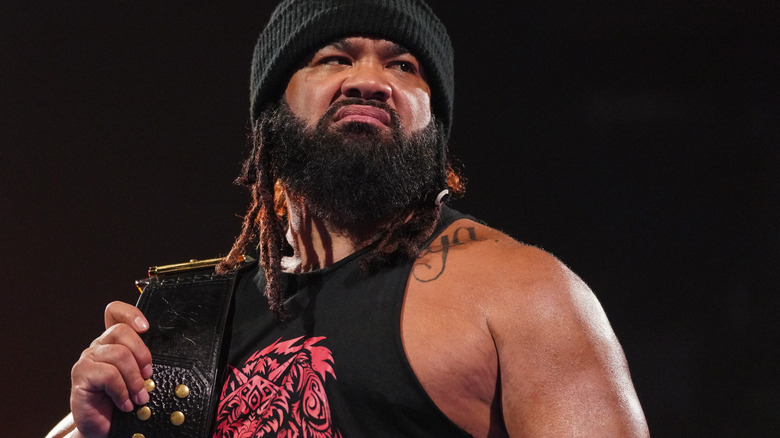 Jacob Fatu looks on during SmackDown at Rupp Arena on June 13, 2025 in Lexington, Kentucky.