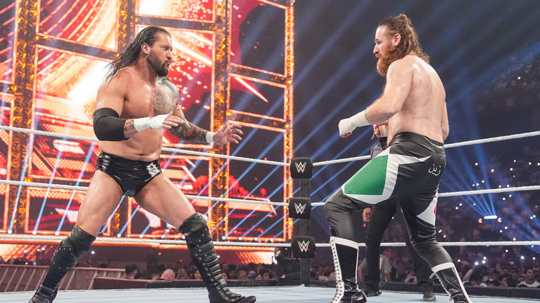 Karrion Kross and Sami Zayn face off during Night Of Champions at Kingdom Arena on June 28, 2025 in Riyadh, Saudi Arabia.
