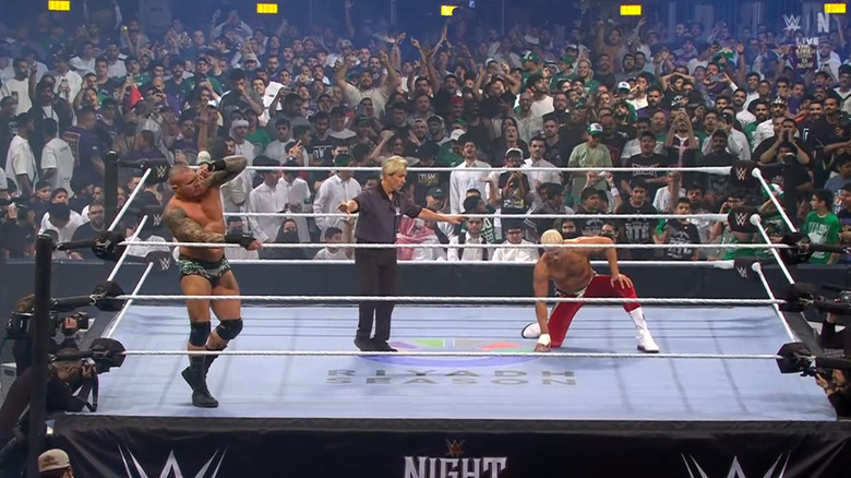 Orton and Rhodes staring one another down in the ring