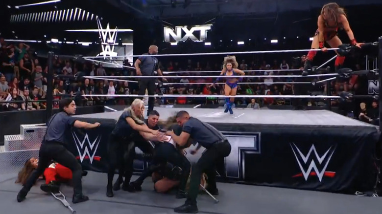 Lola Vice and Izzi Dame fight as Kendal Grey faces Kelani Jordan in the ring