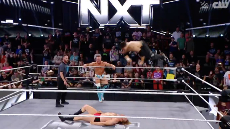 All six men in and around the ring