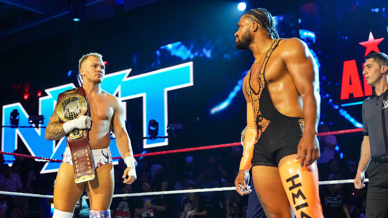 Myles Borne and Tavion Heights share a tense look