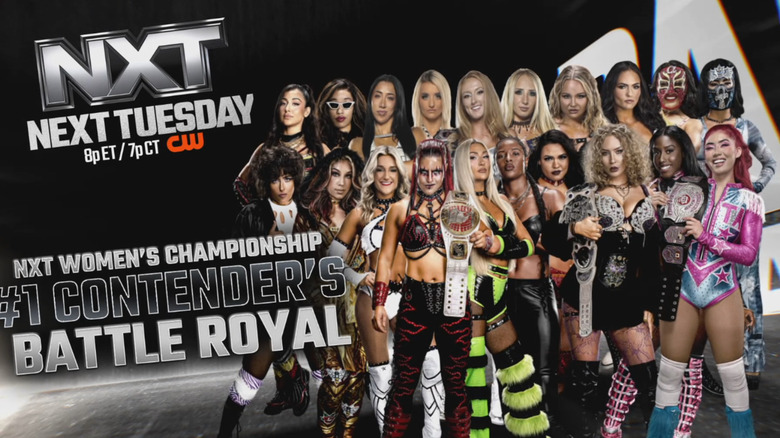 A graphic advertising a number one contender's battle royal for the NXT Women's Championship.