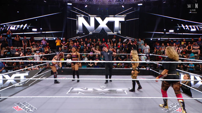 All four women inside the ring