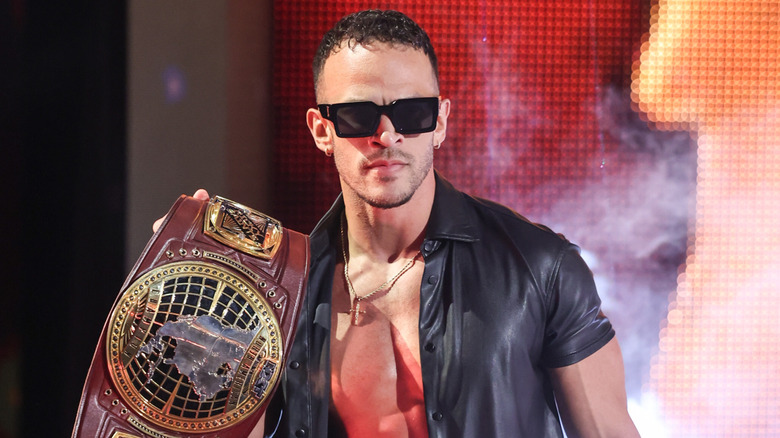 Ricky Saints shows off his NXT NA Title