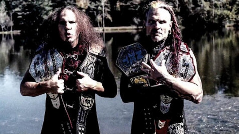 "Broken" Matt Hardy and Brother Nero emerge from the Lake of Reincarnation.